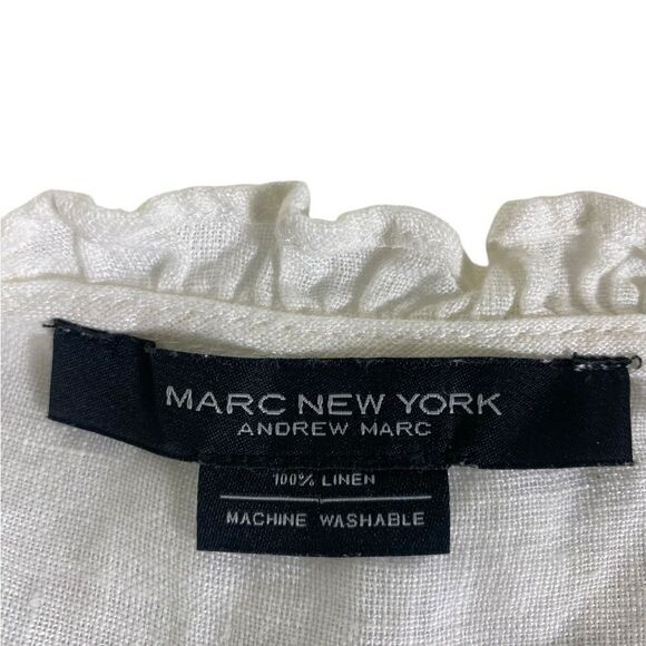 Marc New York XL Ivory white blouse w/flutter cap sleeves linen machine wash - Picture 4 of 6